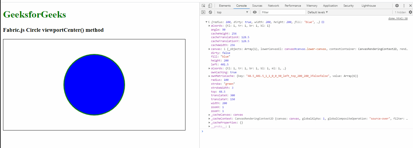 Fabric.js Circle viewportCenter() 方法