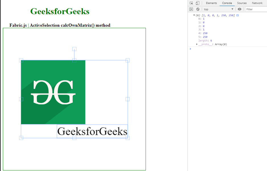 Fabric.js ActiveSelection calcOwnMatrix() 方法