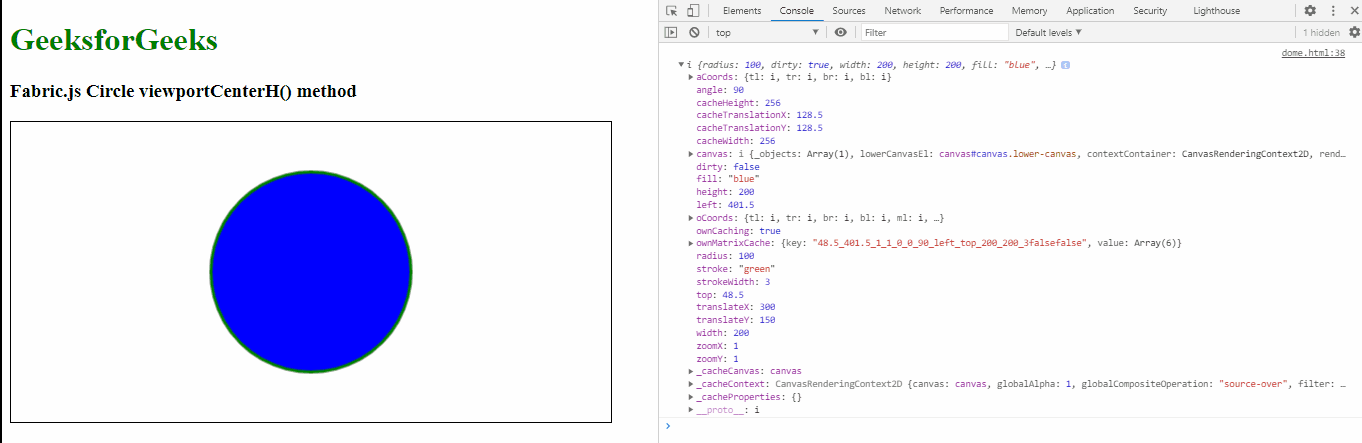 Fabric.js Circle viewportCenterH() 方法