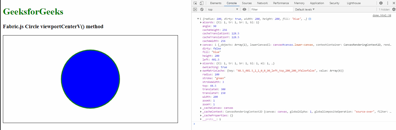 Fabric.js Circle viewportCenterV() 方法