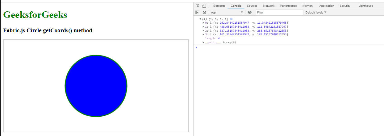 Fabric.js Circle getCoords()方法