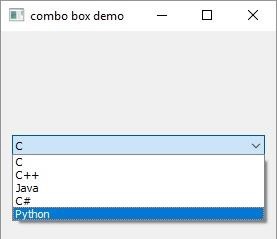 PyQt5 QComboBox小部件