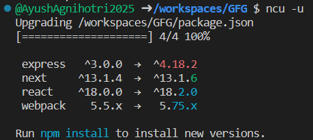 Node.js 如何将所有的依赖项更新到最新版本 Node.js 如何将所有的依赖项更新到最新版本