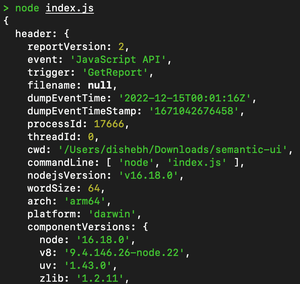 Node.js process.report.getReport([err]) 函数