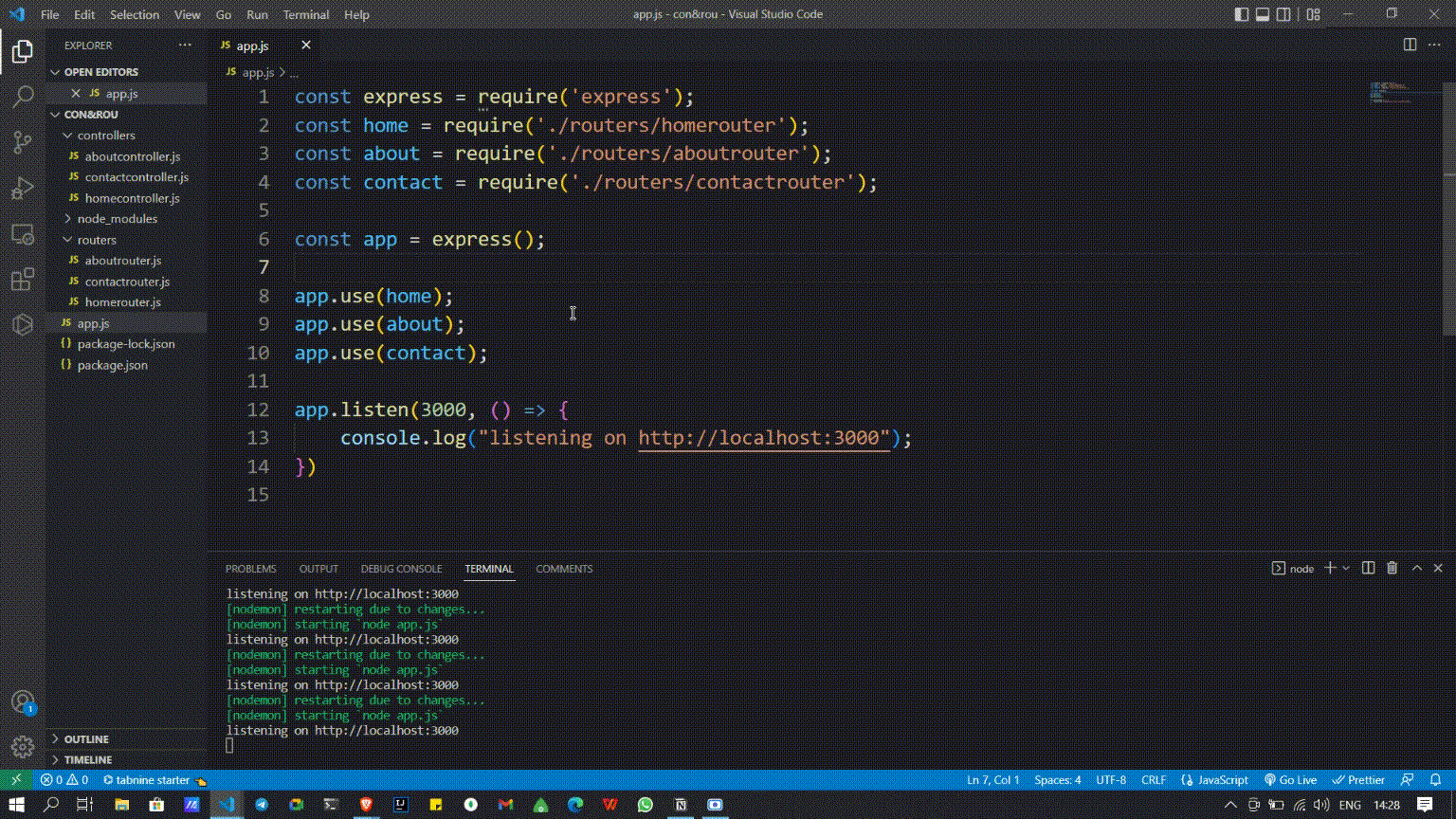 Node.js 如何分离路由器和控制器