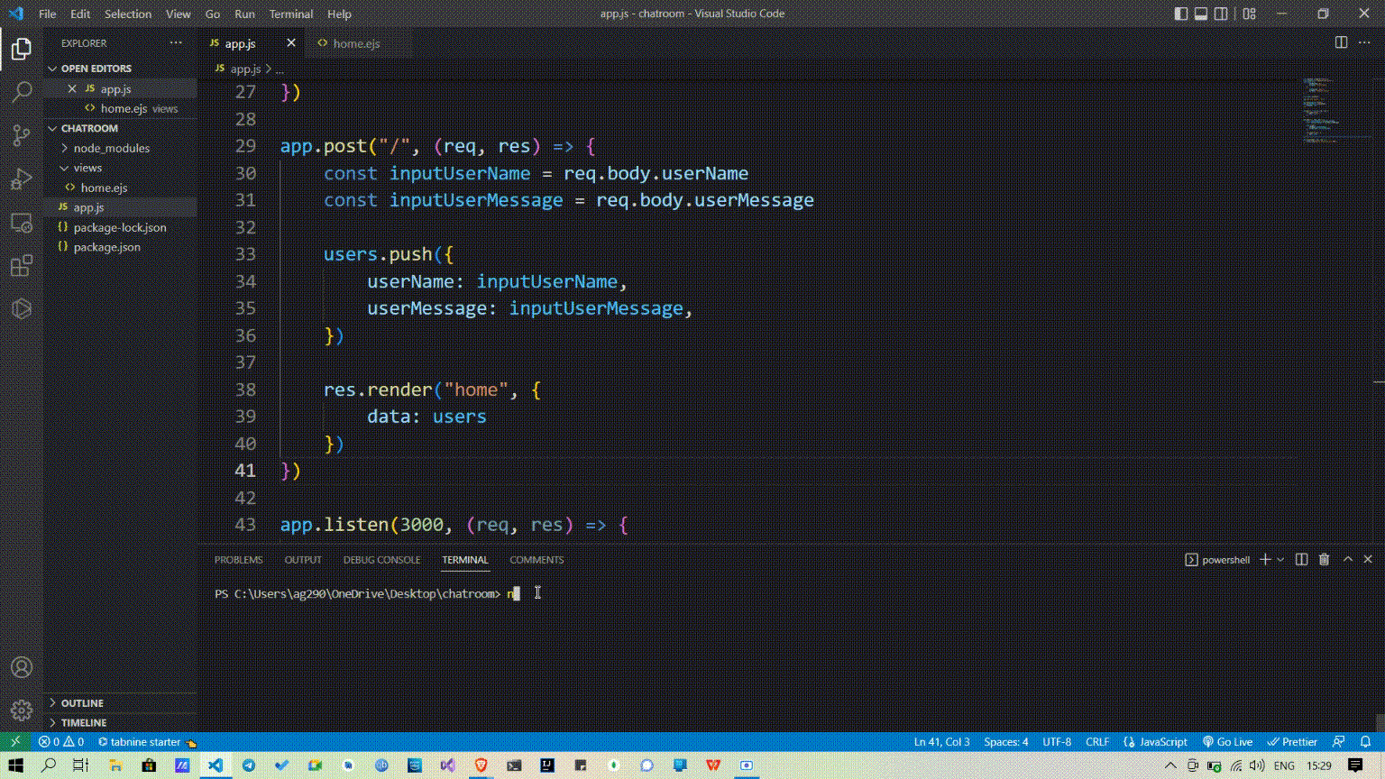 构建一个基于Node.js的聊天室Web应用