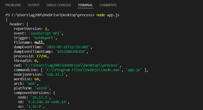 Node.js process.report 对象