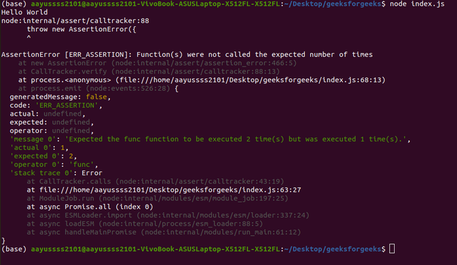 Node.js assert tracker.calls()函数