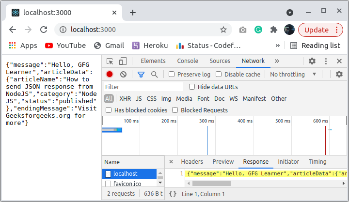 Node.js 如何发送JSON响应