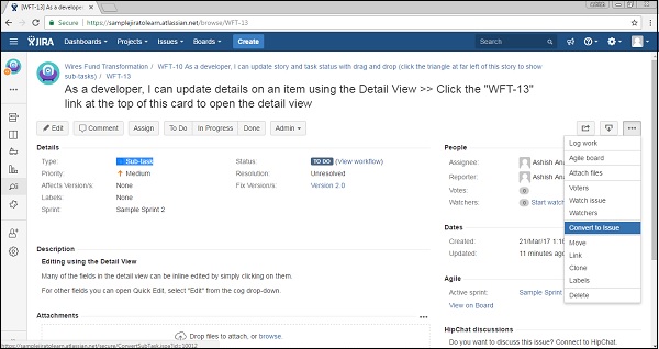 JIRA 转换子任务为问题