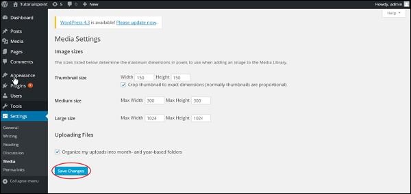 WordPress 媒体设置