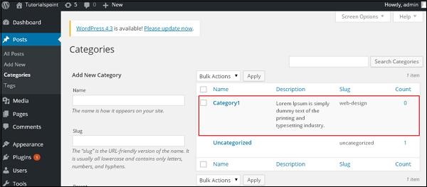WordPress 添加分类