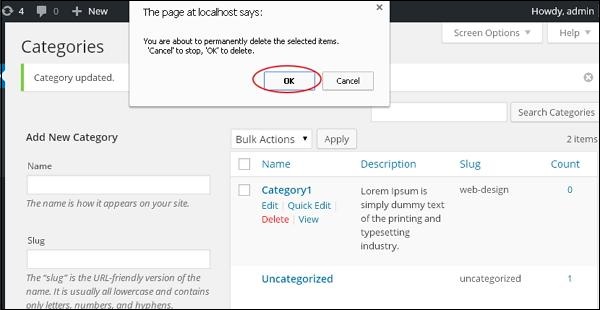 WordPress 删除分类