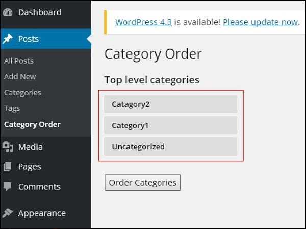 WordPress 对分类进行排列