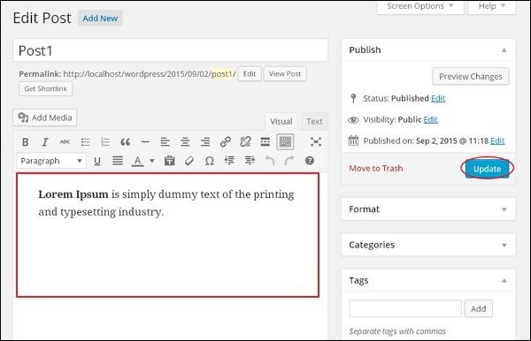 WordPress 编辑文章