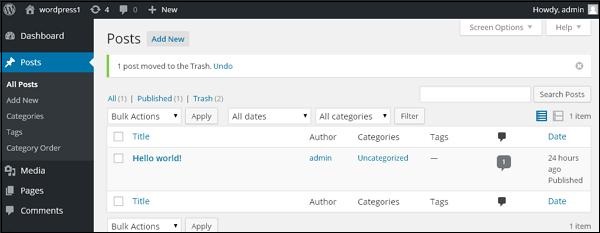 WordPress 删除文章