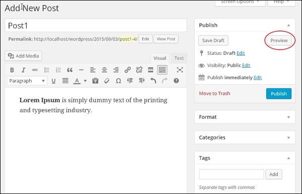 WordPress 预览文章