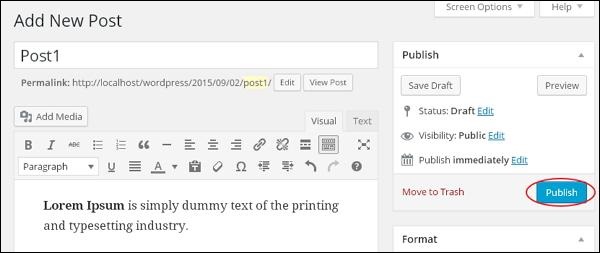 WordPress 发布文章