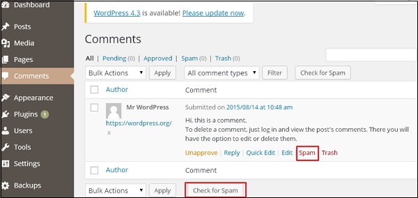 WordPress 垃圾邮件保护