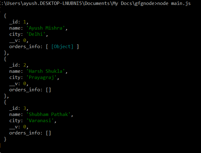 MongoDB使用Node.js进行查找