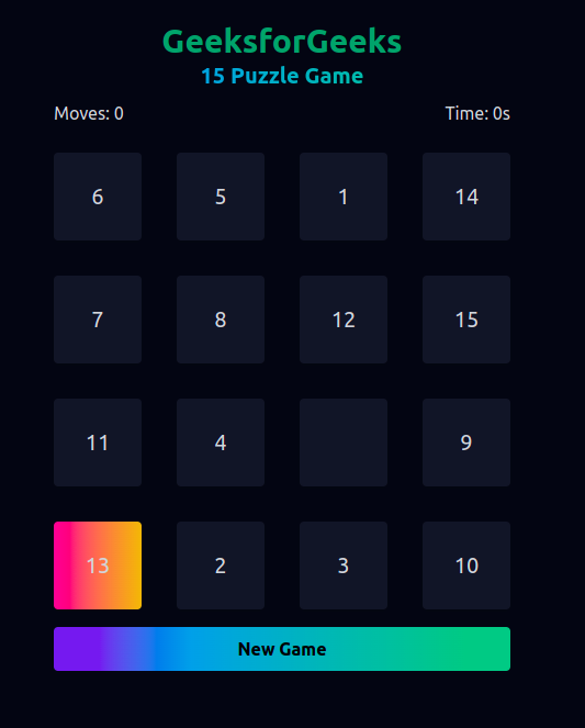 15 Puzzle Game使用ReactJS