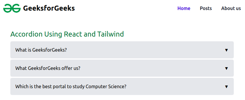 使用ReactJS和Tailwind的手风琴模板