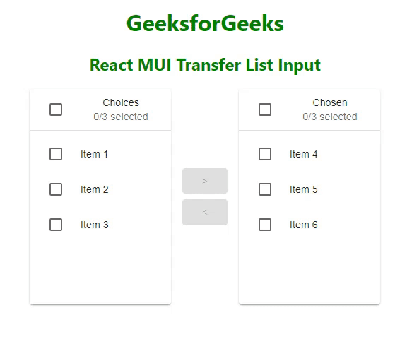 React MUI转移列表输入