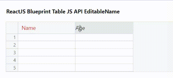 React.js Blueprint 表格 JS API EditableName