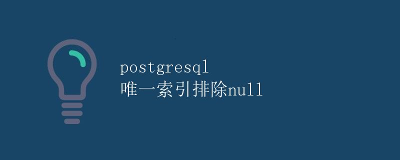 PostgreSQL 唯一索引排除 NULL PostgreSQL 唯一索引排除 NULL
