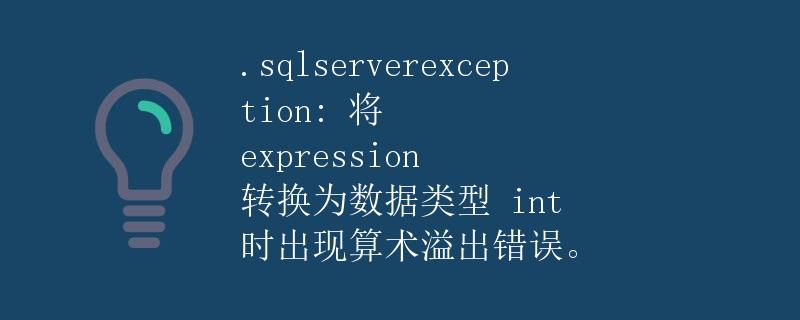 .SqlServerException: 将 expression 转换为数据类型 int 时出现算术溢出错误