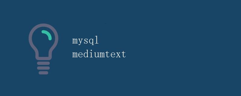 MySQL MediumText数据类型详解