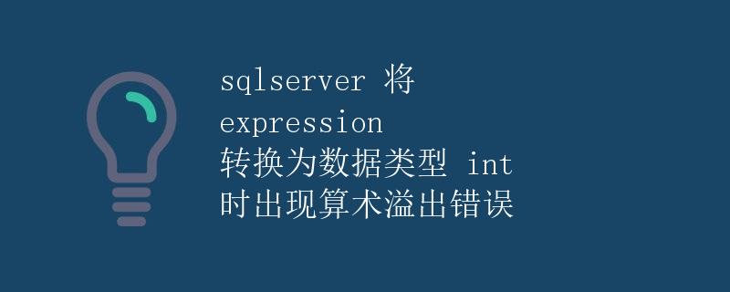 SQLServer将expression转换为数据类型int时出现算术溢出错误
