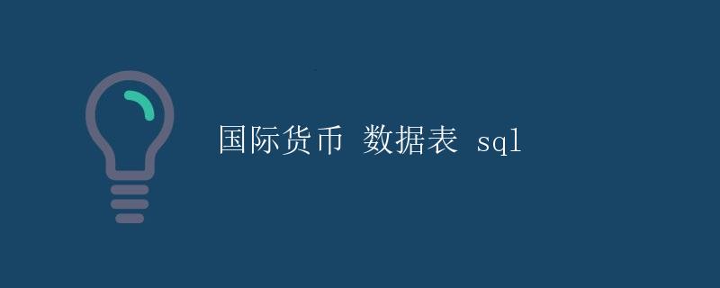 SQL 国际货币数据表 SQL 国际货币数据表